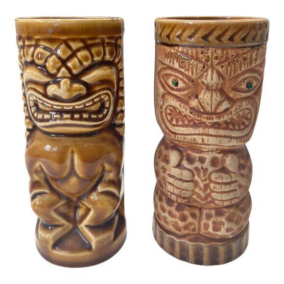 Vintage Orchids of Hawaii Green Tiki Mug Made in Japan Ceramic Drink Mug Cup. - Picture 1 of 12